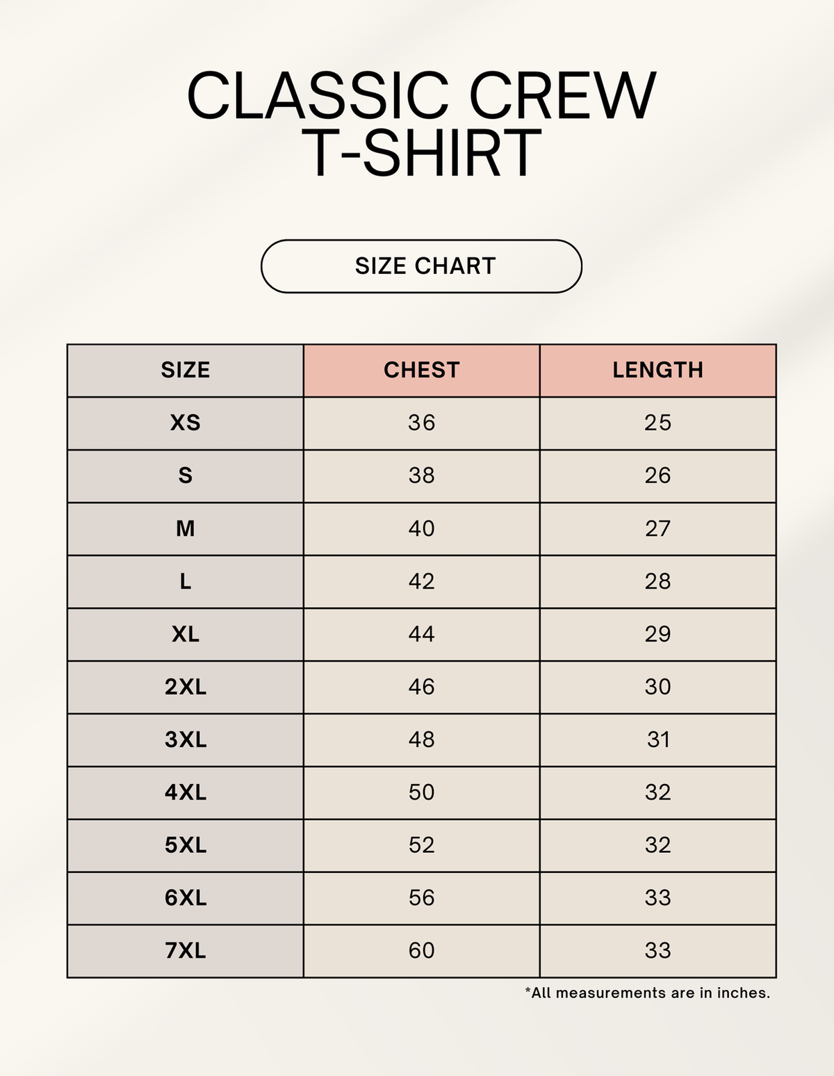 Iron Sharpens Iron Crew T-Shirt size chart